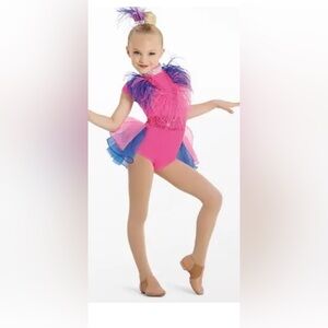 Weissman Pink and Blue Feathered Dance Costume